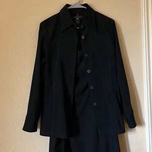 Express Black Mini Dress with Button-Up Overlay